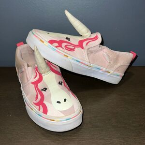 VANS Slip On Sneakers Youth 13.5 Pink Unicorn with Horns Shoes
